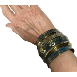 Vintage Very Unique Brass Cuff Bangle Bracelet